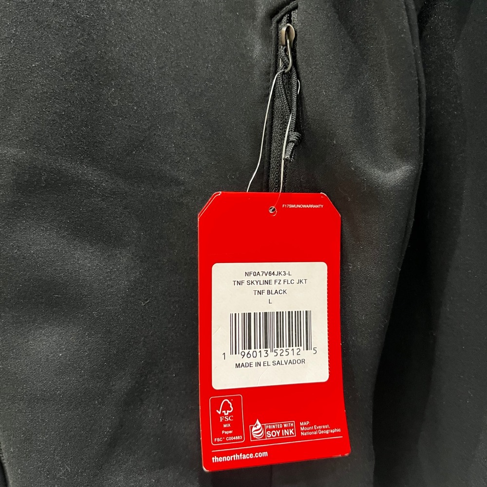 NWT‎ The North Face Skyline Full Zip Fleece Jacket Mens Large Black Company Logo - Picture 3 of 8